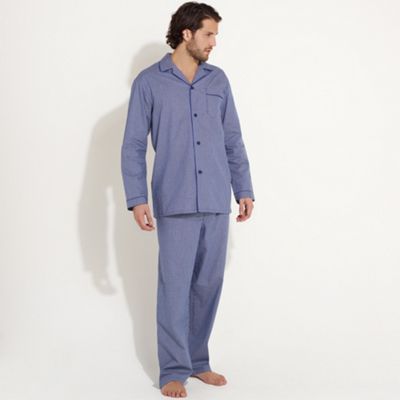 maine new england Blue pure cotton micro check pyjamas