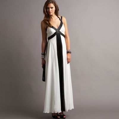 Pearce ll Fionda Black and ivory pleated evening dress