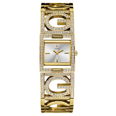 GUESS Womens gold diamante dial and logo...