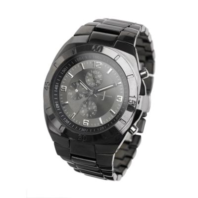 Mens black bracelet strap watch with black