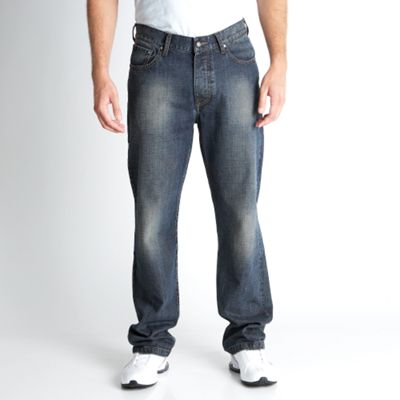 Blue rinse wash straight leg jeans