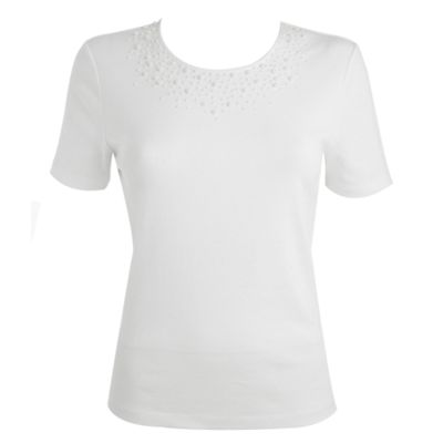 Ivory pearl jersey top