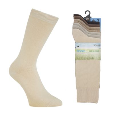 Pack Of Seven Beige Freshen Up Your Feet Socks