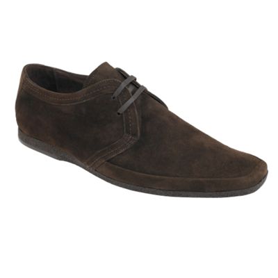 Brown apron lace up suede casual sho