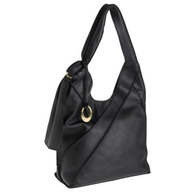 Rocha.John Rocha Black 'Hibiscus' raw edge scoop bag