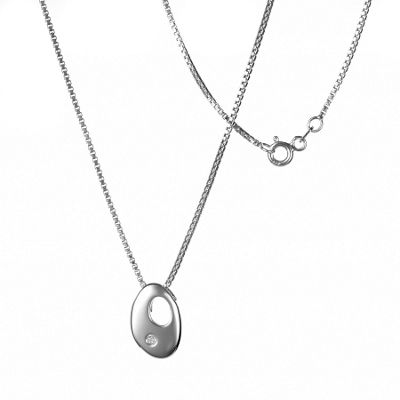 Silver 'Pebble' Pendant Necklace                                                                                                