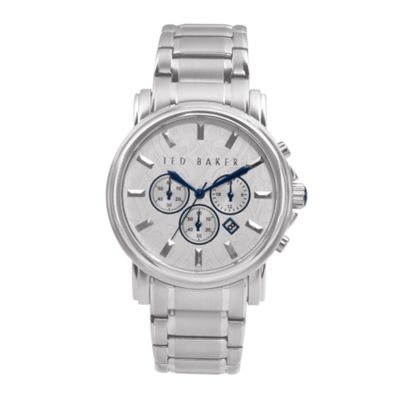 Ted Baker Mens silver and blue chronograph stainless