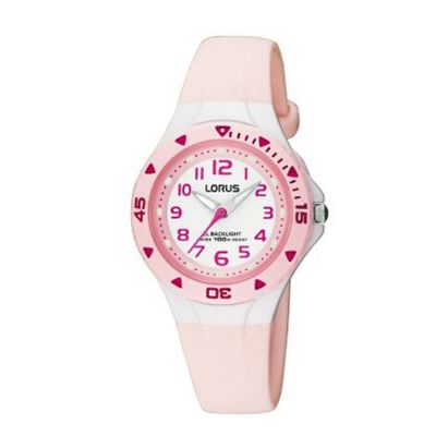 Kids pink polyurethane strap watch with