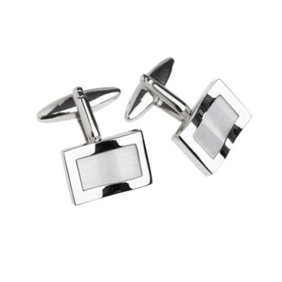 Thomas Nash Silver shiny curved cat eye cufflinks