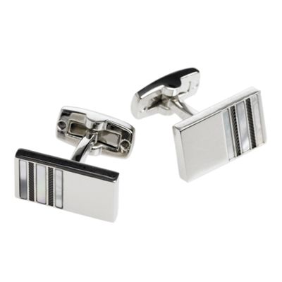 J by Jasper Conran Grey mother of pearl side stripe cufflinks