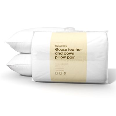 Pair goose feather and down pillows                                                                                             