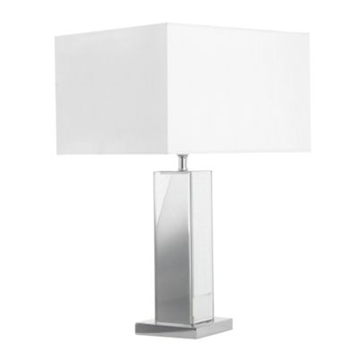 Silver bevelled mirror table lamp