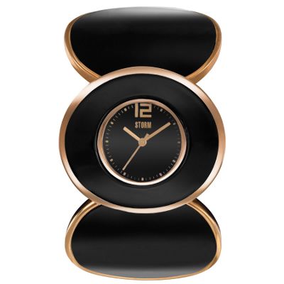 Women's black oval linked bracelet watch