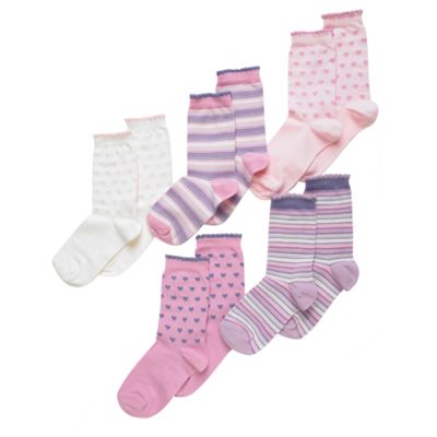 Light pink heart & stripes socks