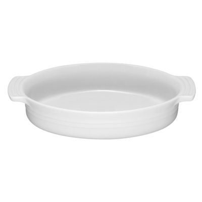 Pure white stoneware 28cm oval dish