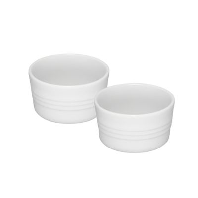 Pure white stoneware set of two ramekins