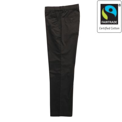 Chocolate Fairtrade cotton nanotech flat front chino trousers