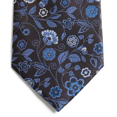 Brown floral silk tie                                                                                                           