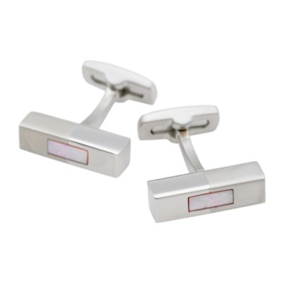 J by Jasper Conran Pink matte and shiny square bar cufflinks