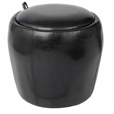 Chocolate bonded leather round stool