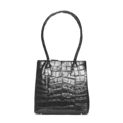 Osprey Black 'Prague' crocodile print large shoulder bag