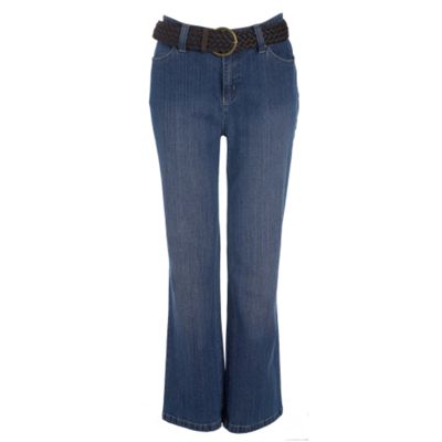 Casual Collection Light blue plain belted bootcut jean