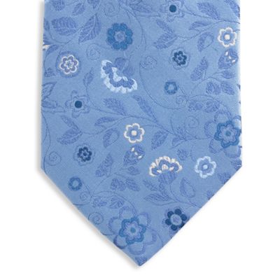 Light blue fancy floral silk tie