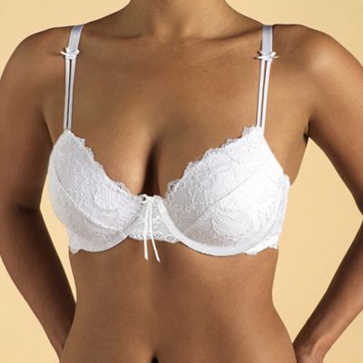 White Perfect Line lace push up bra D-G