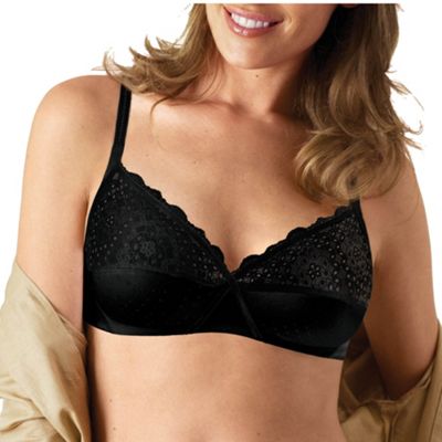 Black cotton amp lace non wired bra
