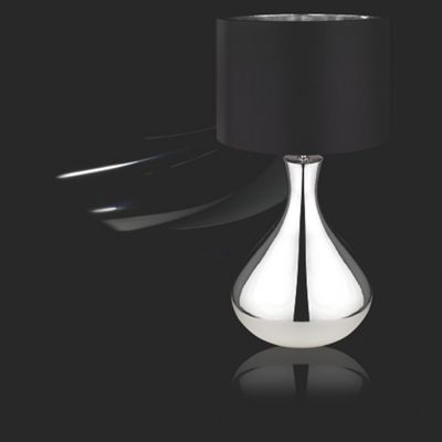 Silver and black bulbous table lamp