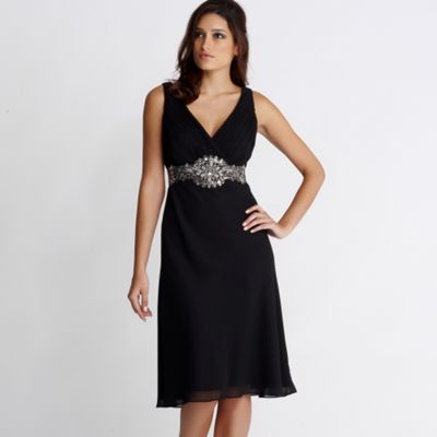 Debut Black v-neck embellished dress