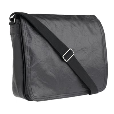 Black faux leather despatch bag