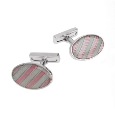 Pink oval stripe pattern cufflinks