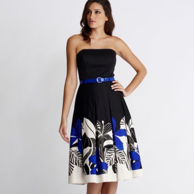 Debut Black and blue jungle flower prom dress