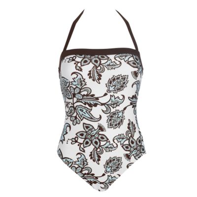 Beach Collection White paisley print swimsuit