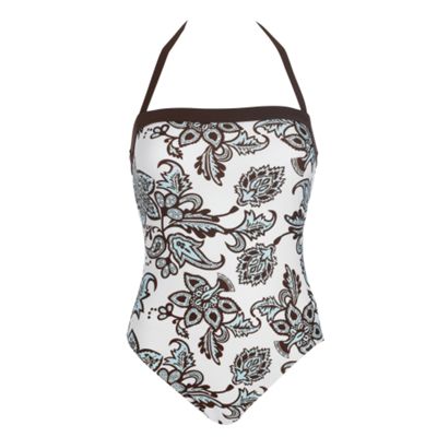 White paisley print swimsuit