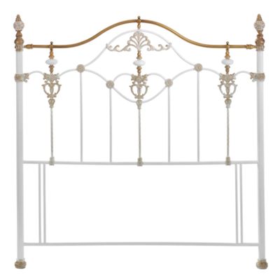 White and antique gold headboard
