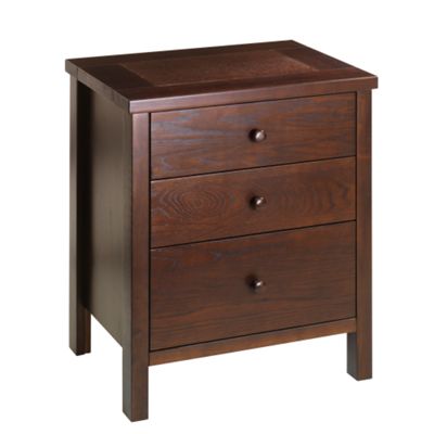 Dark wood atlantis three draw bedside cabinet