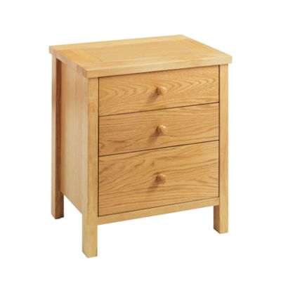 Natural oak atlantis three drawer bedside cabinet