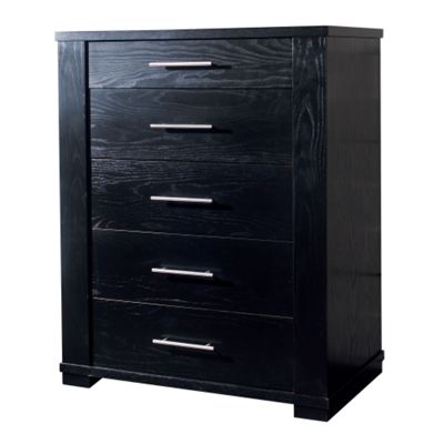 Metro black ash five drawer chest