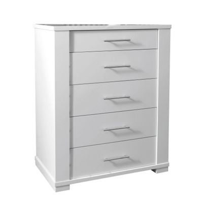 Metro white five drawer chest