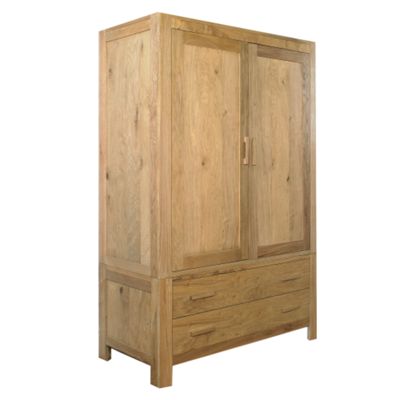 Oak lyon double wardrobe with drawers