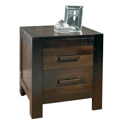 Walnut lyon two drawer bedside cabinet