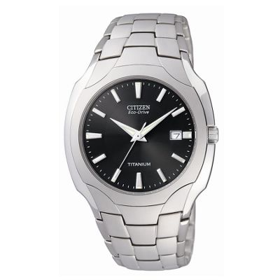 Mens light grey titanium watch