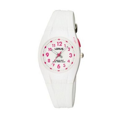 Lorus Kids white watch with pink numerals