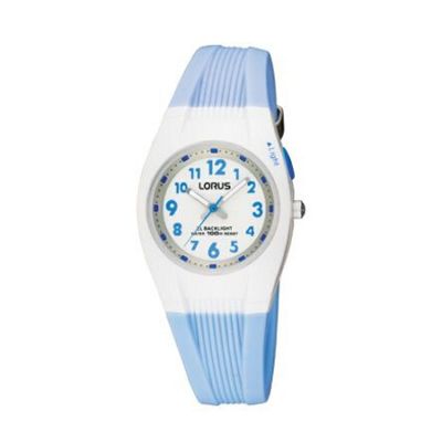 Lorus Kids blue and white strap watch