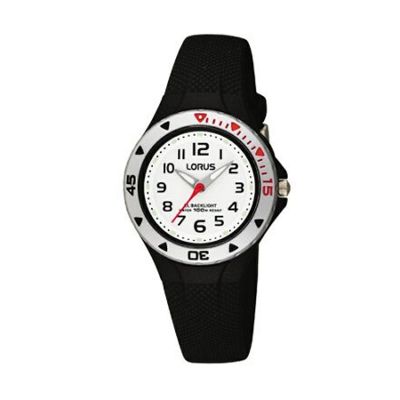 Lorus Kids black polyurethane strap watch