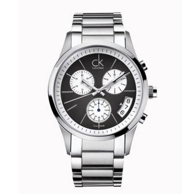 Calvin Klein Mens silver coloured cool grey dial watch