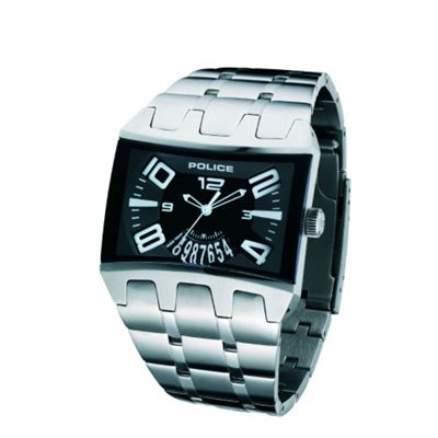 Mens silver coloured graduated numeral watch