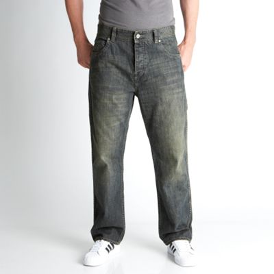 Dark blue brushed regular jeans